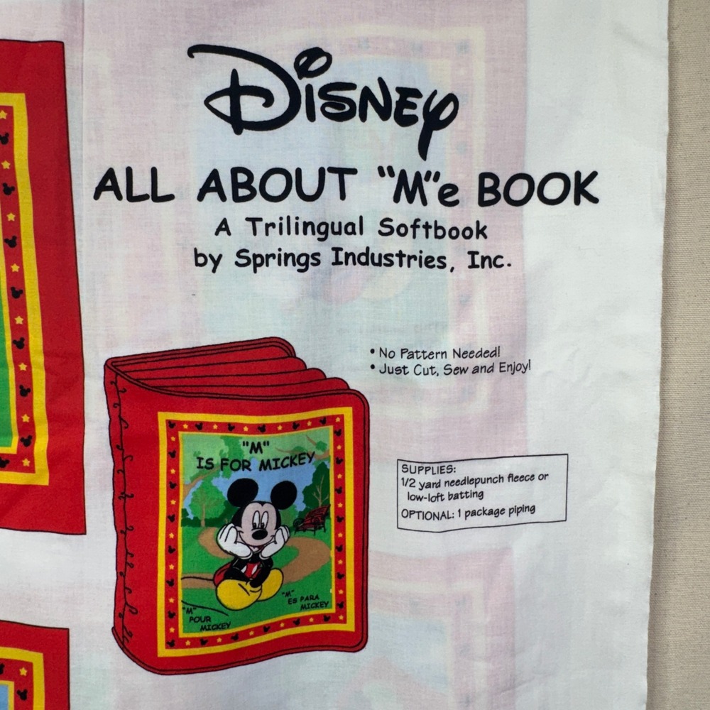 Disney Mickey Mouse Soft Book Fabric Panel Trilingual Springs Industries